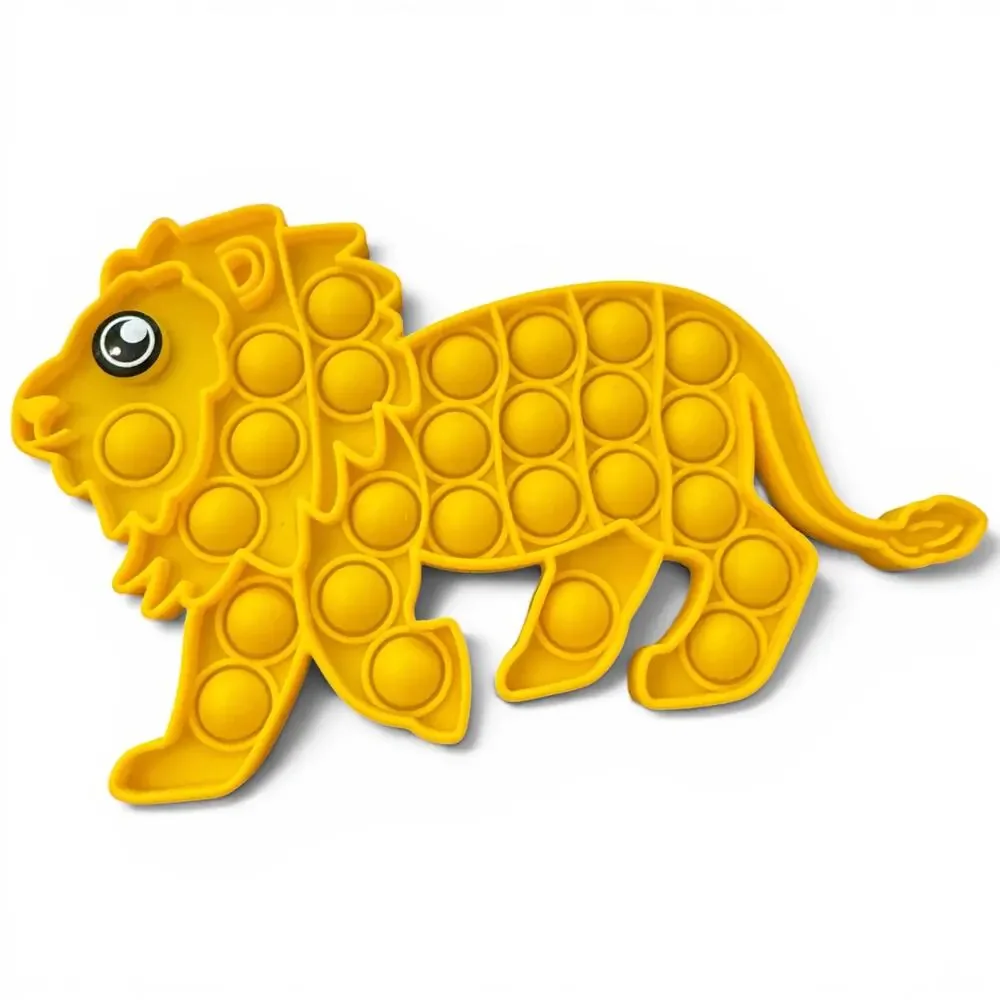 Frog & Lion Large Push Pop Bubble Sensory Rainbow Yellow Toy